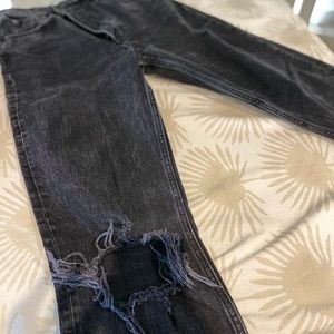 Abercrombie Straight Distressed Black Denim Jeans